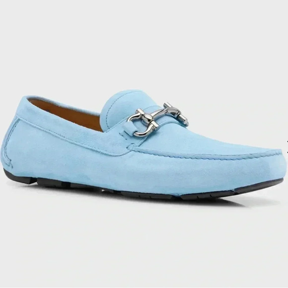 Salvatore Ferragamo Other - Ferragamo gancini Parigi eco suede loafers sky blue